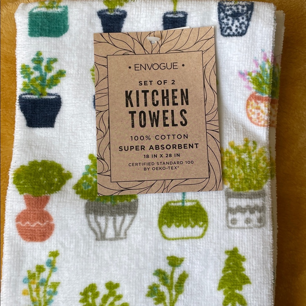 Envogue Colorful Plant Design Kitchen Towels - Picture 2 of 4